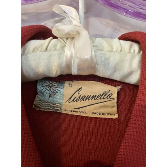 Vintage Cisanella 100% Wool Button Up Red Midi Dress - Picture 2 of 9